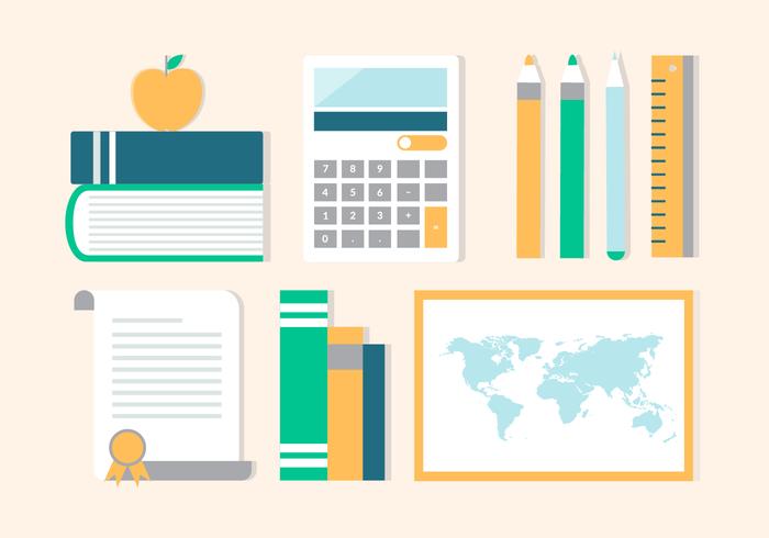 Free Flat Design Vector Back to School Accessories