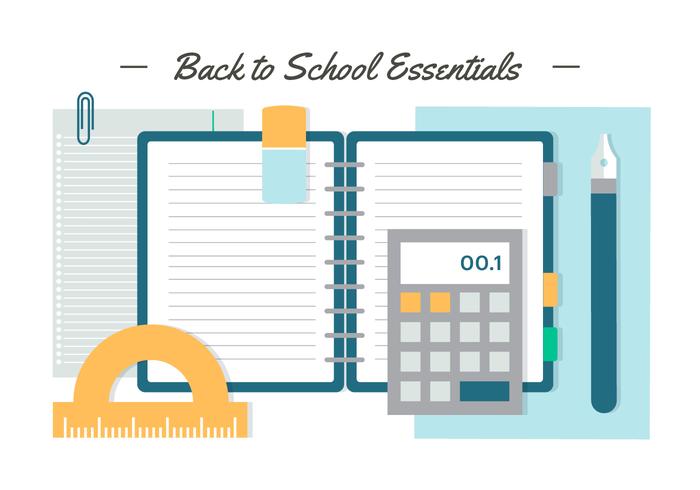 Free Flat Design Vector Back to School Essentials