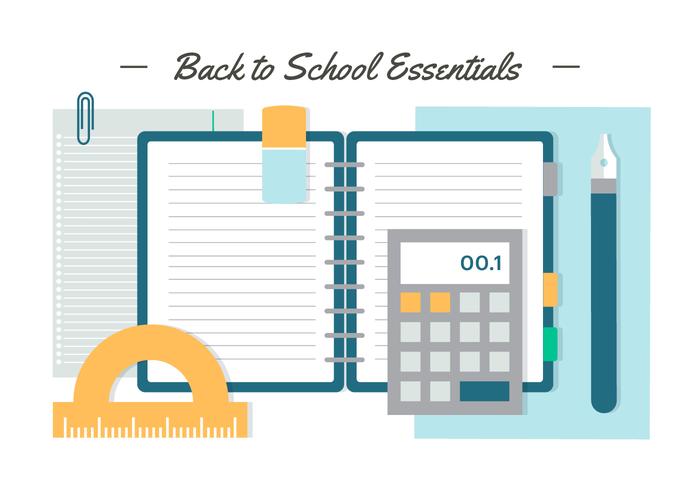 Free Flat Design Vector De nuevo a la escuela esenciales