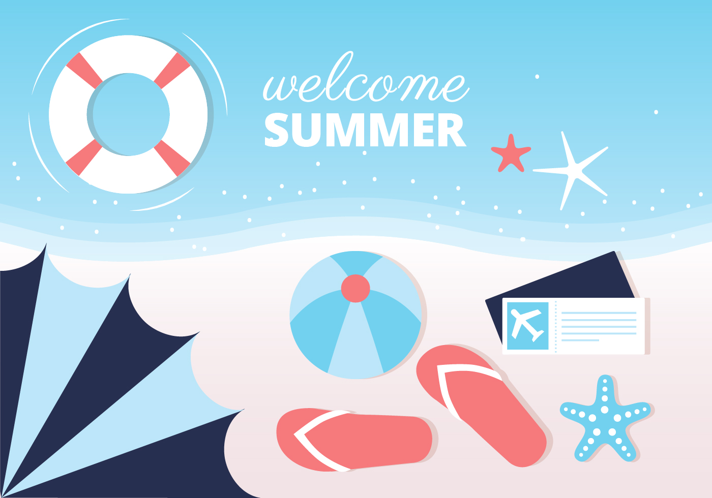 Download Summer Beach Vector Background - Download Free Vector Art ...