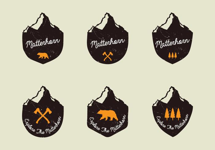 Insignias Handdrawn de Matterhorn vector