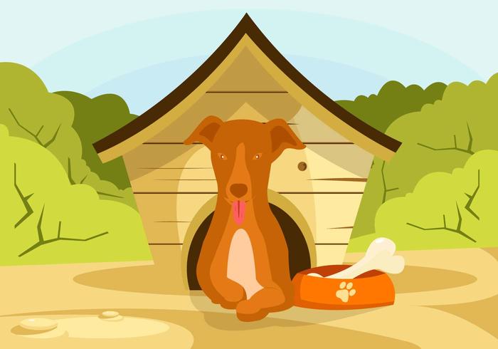 Dog in Dog House Vector