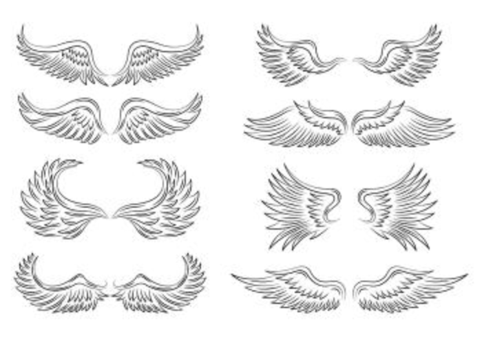 Conjunto de iconos de alas de ángel vector