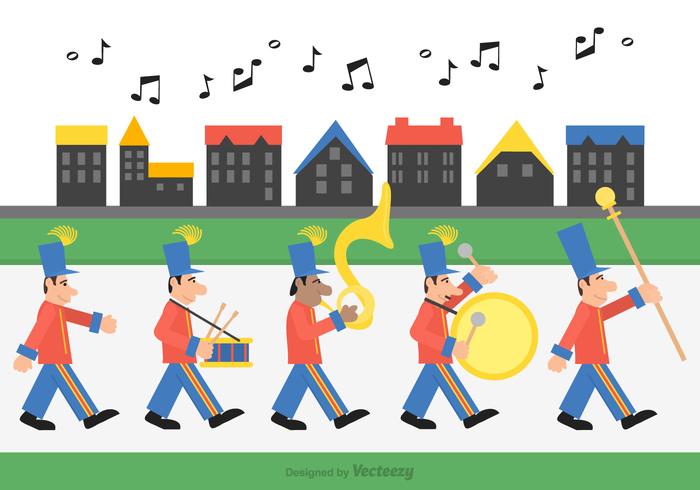 Marching Band Through The Street vector