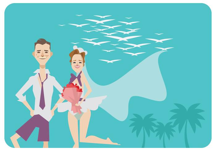 Beach Wedding With Bikini Dress Vector