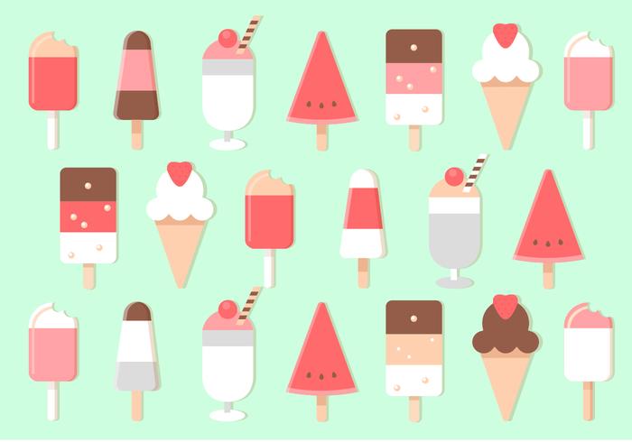 Free Flat Design Vector Ice Cream Set