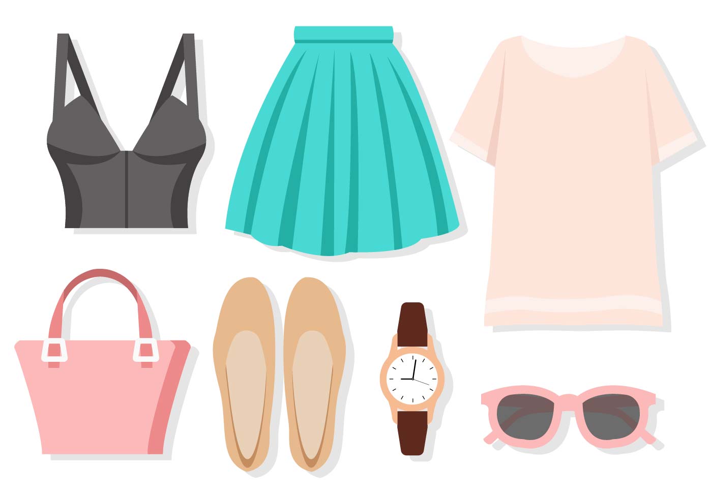 Download Free Fashion Set of Woman Vector - Download Free Vectors ...