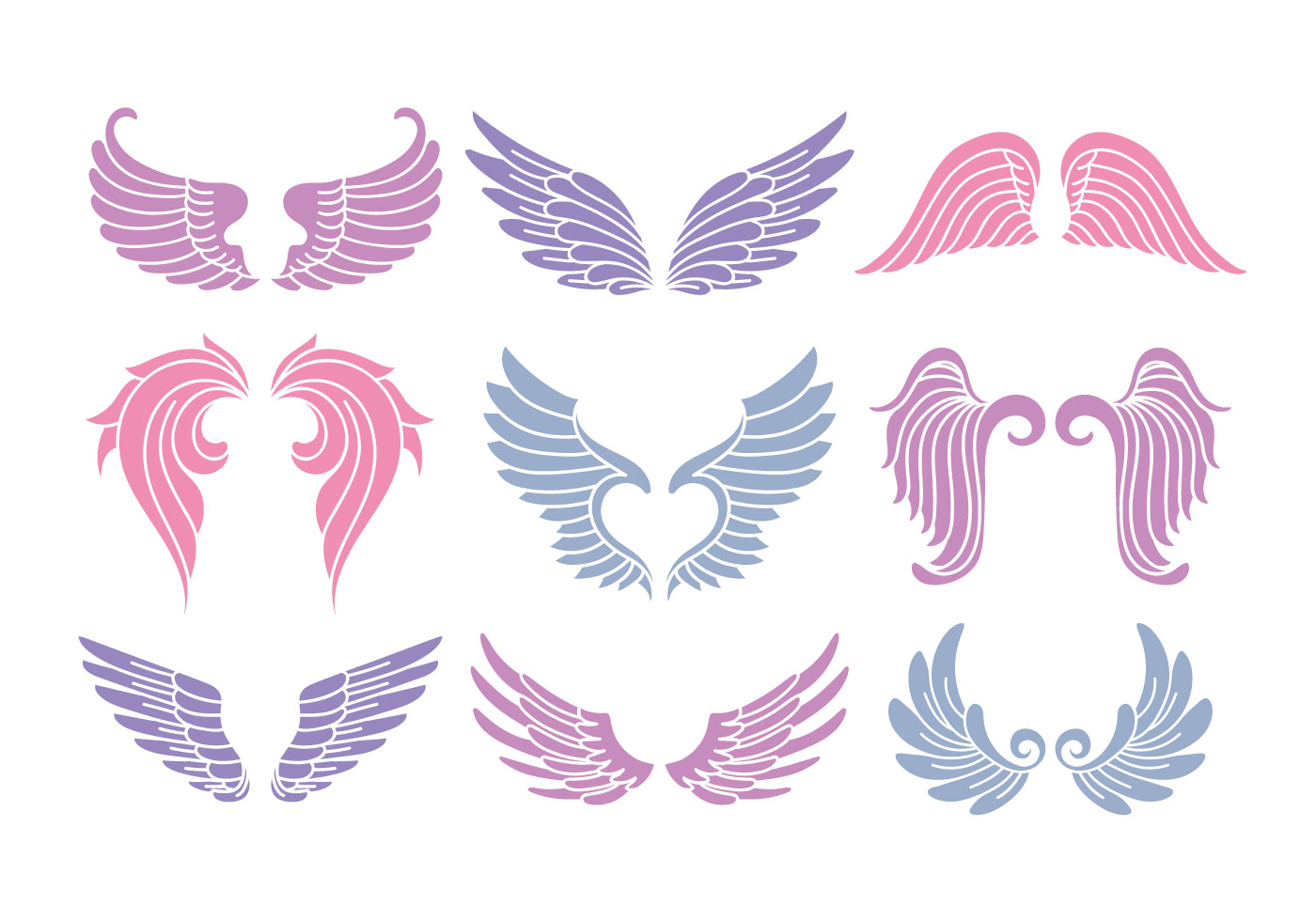 Set Of Cute Angel Wings 156263 Vector Art at Vecteezy