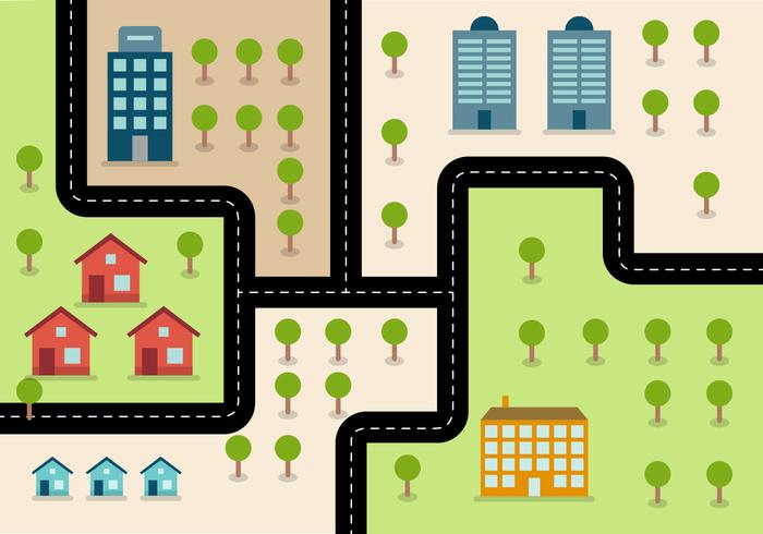 Simple Flat Road Map  vector