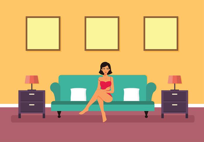 Lounging Woman in Pink Bustier Vector Lounging Woman in Pink Bustier Vector