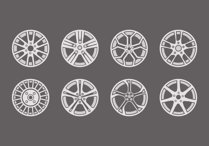 Sporty Aluminium Alloy Wheels Icons Vector