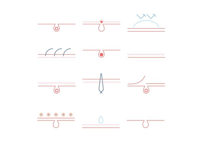 Set Of Outlined Dermatology Icons vector