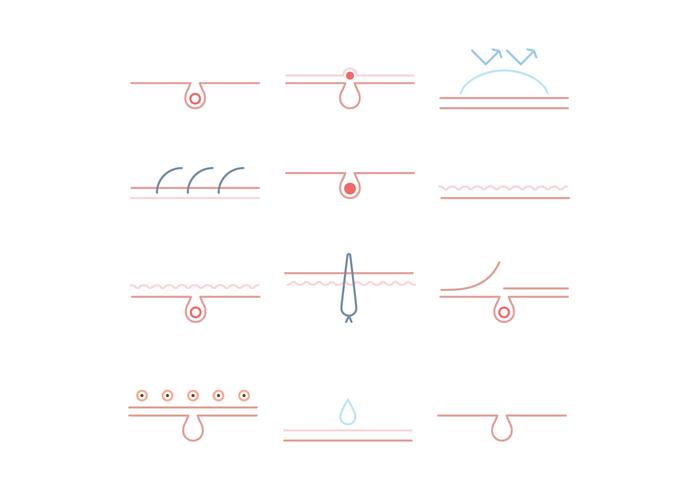 Set Of Outlined Dermatology Icons vector