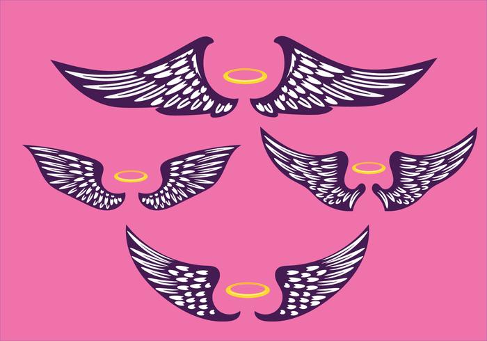 Set of Violet Wings Vintage Illustration vector