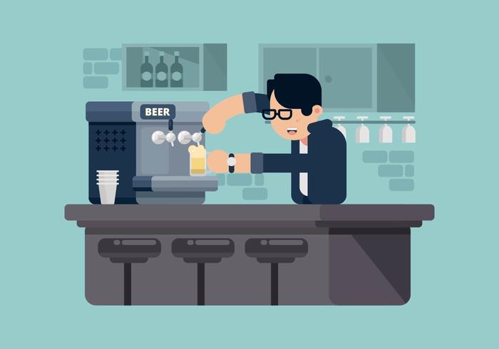 Bartender que sirve la ilustración de la cerveza vector