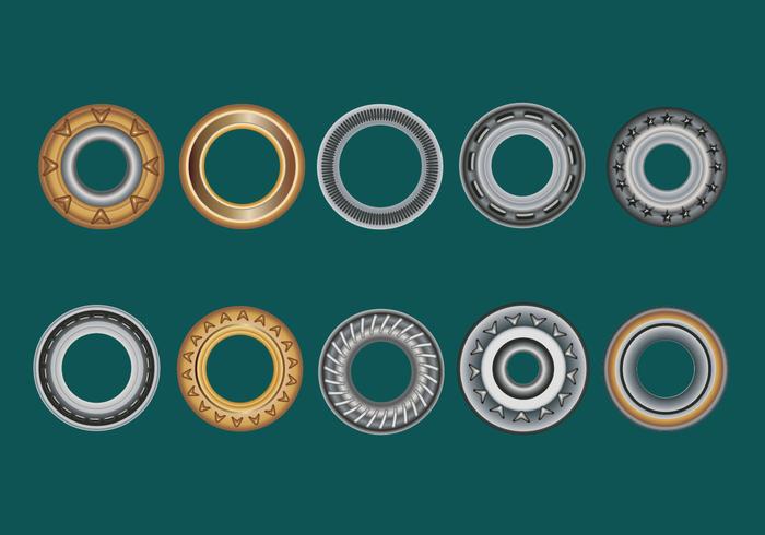 Set Eyelets, Flat Washer and Grommets on an Green Background vector