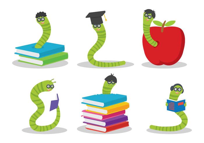 Bookworm vector set