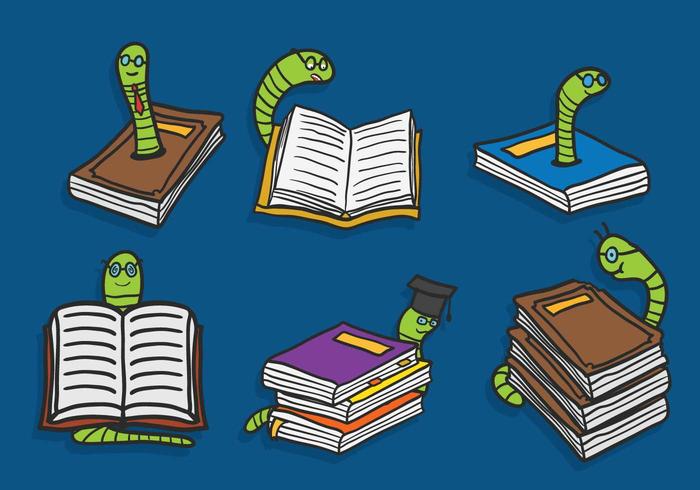 Bookworm vector set