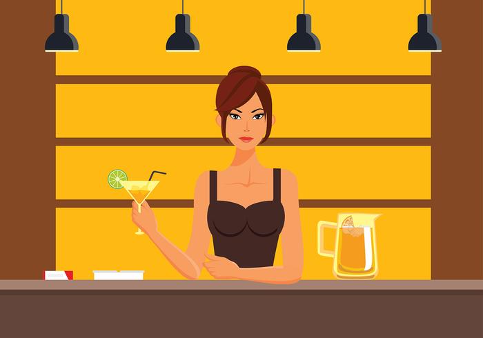 Woman Mocktail Bar Free Vector