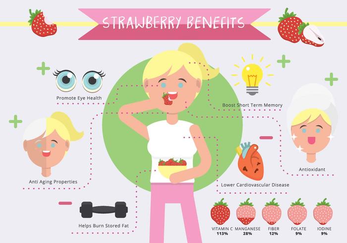 Strawberry Benefits Infographic Vector