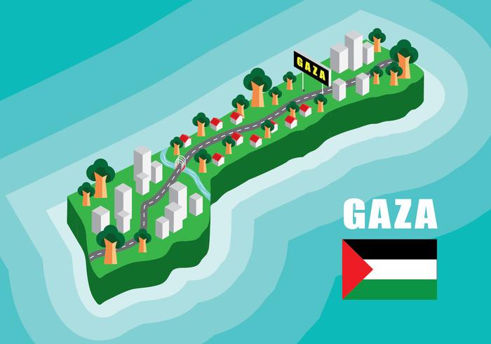 Mapa isométrico de Gaza vector