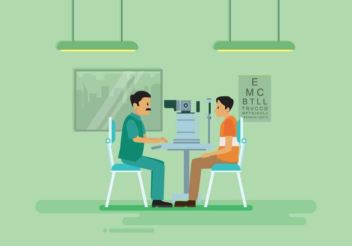 Free Ophthalmologist Doing Eye Test With Machine Illustration vector