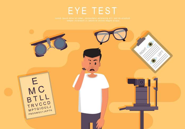 Eye Test With Eye Checking Machine Illustration vector