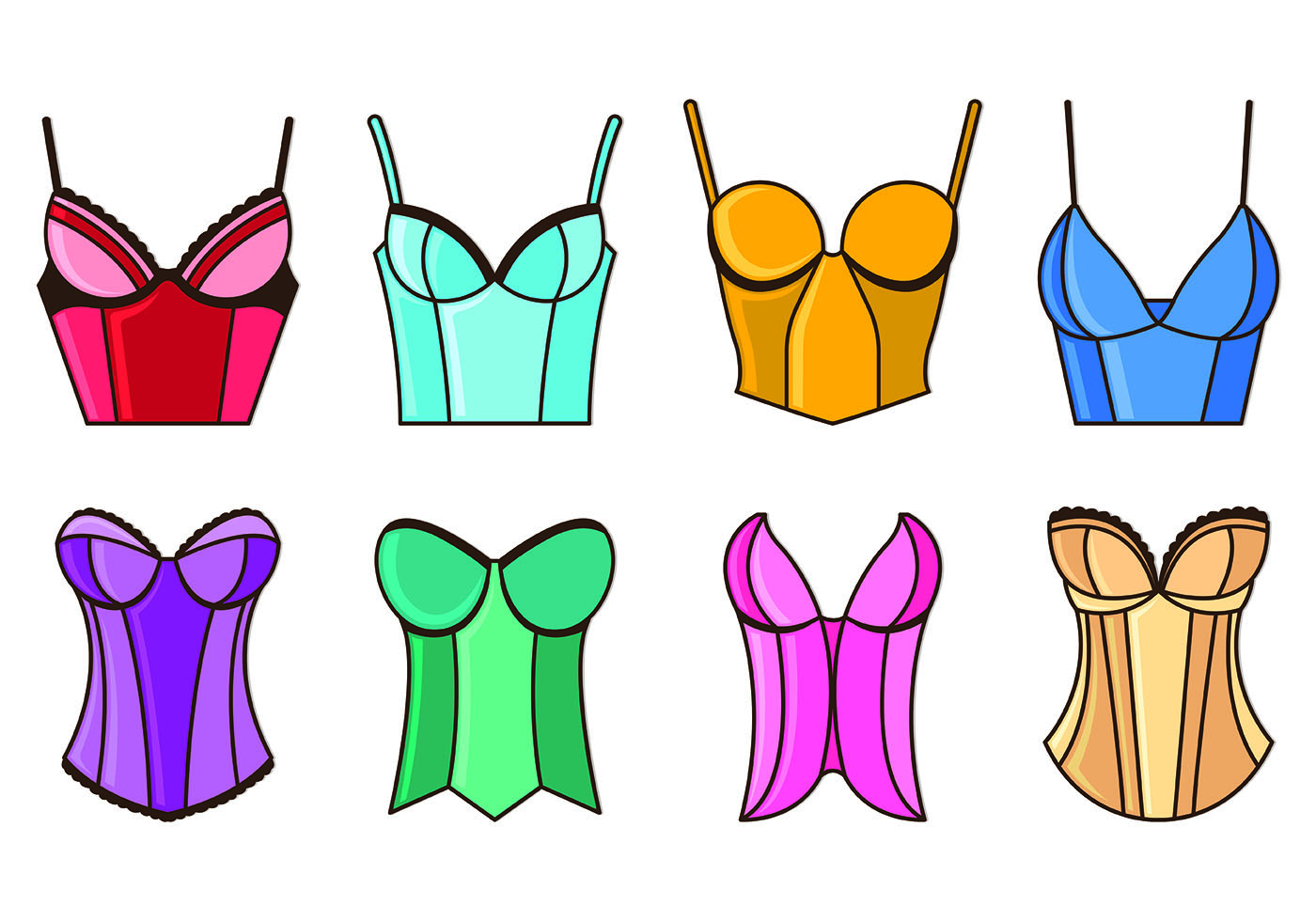 Set Of Bustier Vectors 156565 Vector Art at Vecteezy