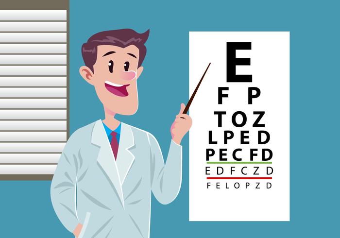 Eye Test With Young Doctor vector