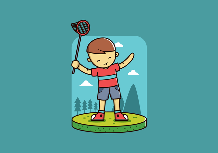 Free Boy with Butterfly Net Vector
