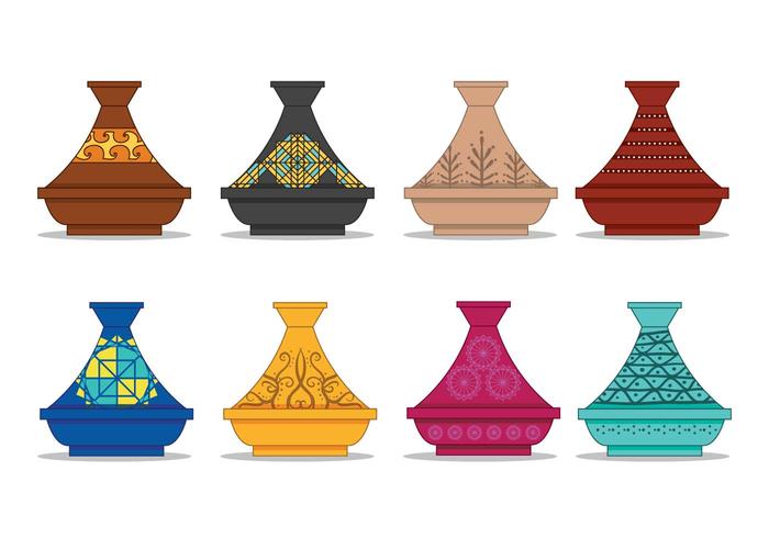 Tajine pot vector set