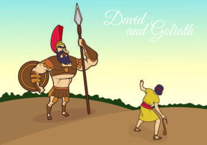 Ilustración vectorial de David y Goliath vector