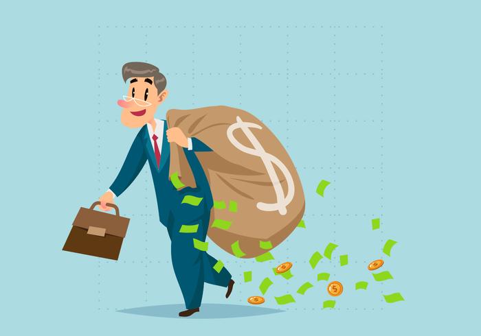 Businessman Carrying A Load of Cash Vector 