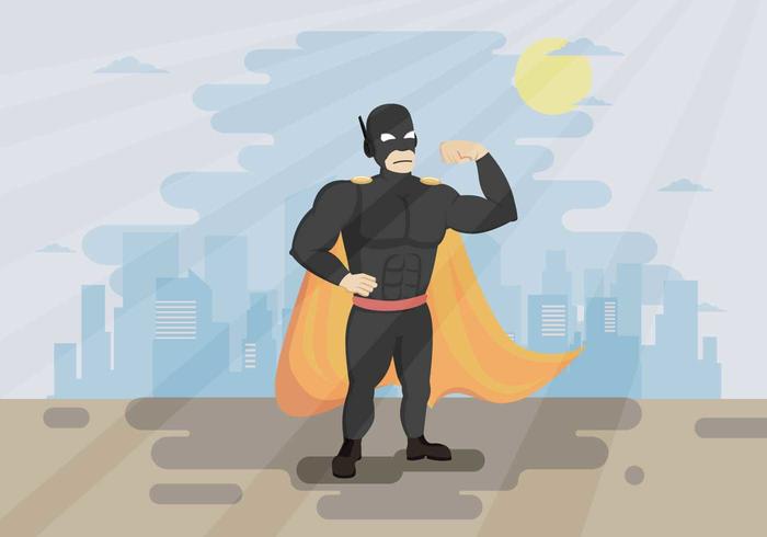 Super Hero Flexing Muscles Illustration vector