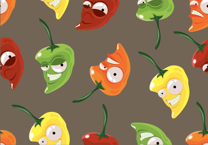 Habanero Cartoon Seamless Pattern Vector