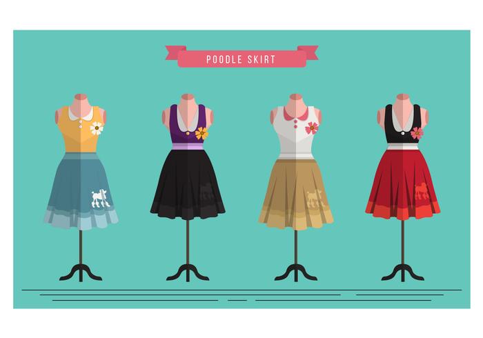 Retro Poodle Skirt Costume Vector Set