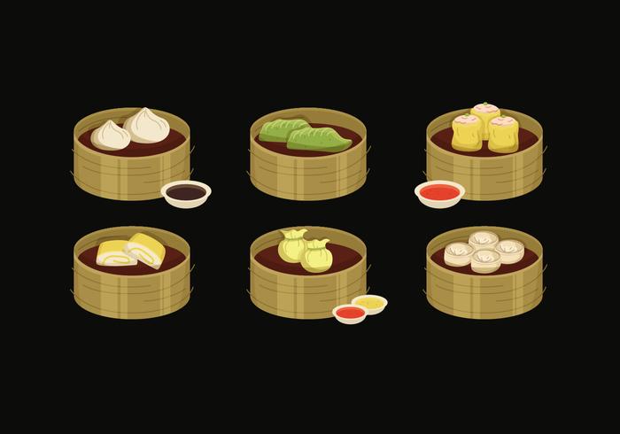 Variety of Dumplings Vector Illustration