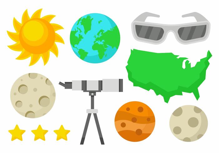 Solar Eclipse Icons Vector 