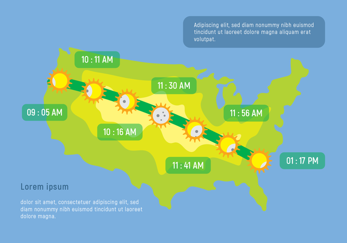 Local Times For Beginning of Solar Eclipse vector