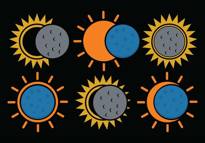 Solar eclipse vector set 