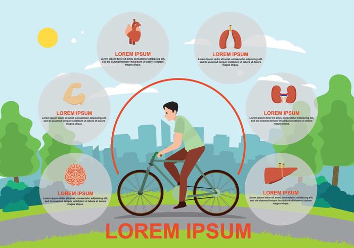 Beneficios gratuitos de ciclismo Illuatration bicicleta vector