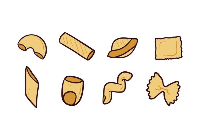 Various Pasta Doodle Icons vector