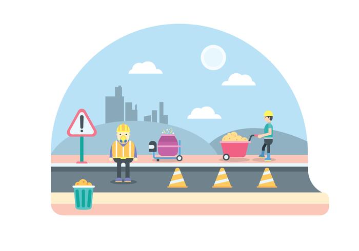 Ilustración del trabajador de carreteras vector