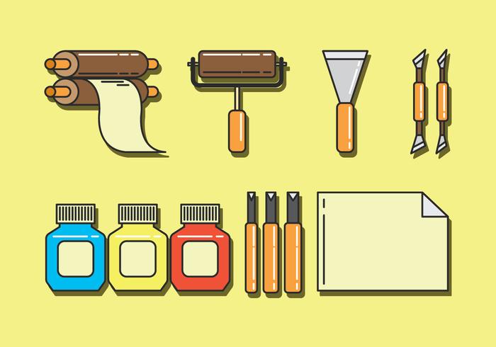 Conjunto de iconos vectoriales de litografía vector