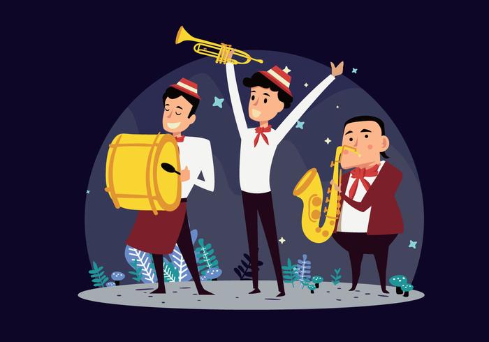 Marching Band Show Cartoon Vector Illustration