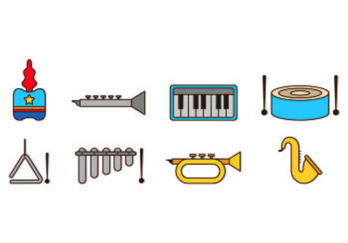 Set Of Marching Band Icons vector