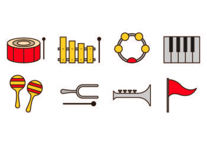 Set Of Marching Band Icons vector