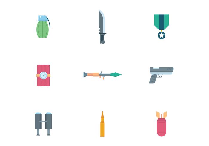 Flat Military Icons vector