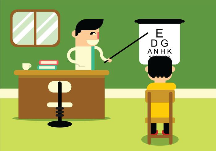 Prueba del ojo en la oficina del doctor vector