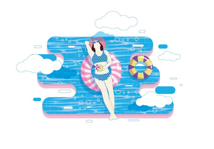 Relaxing in Innertube Vector